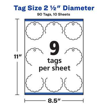 Avery Printable Blank Scallop Round Gift Tags with Sure Feed, 2.5